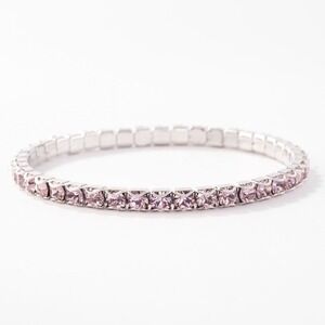 Touchstone Crystal June Birthstone Stretch Bracelet Light‎ Amethys Pink Crystal